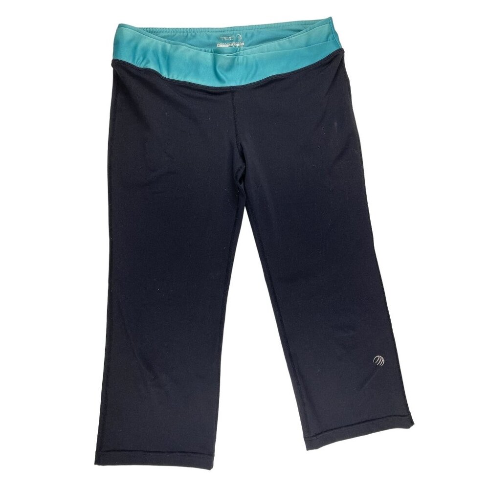 RBX Women's Performance Capri Leggings - Black & Teal Size S